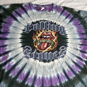 Rolling Stones Tie Dye Shirt Men XXL Liquid Blue Vtg Single Stitch Front Back